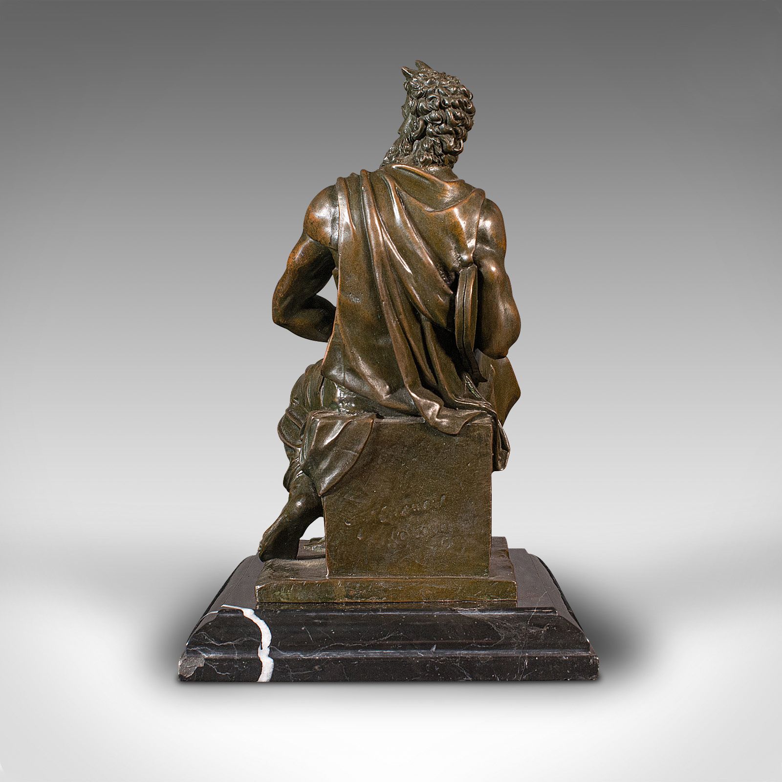 Vintage Decorative Figure Of Moses, English, Bronze, Statue, After Michelangelo photo 1195.0