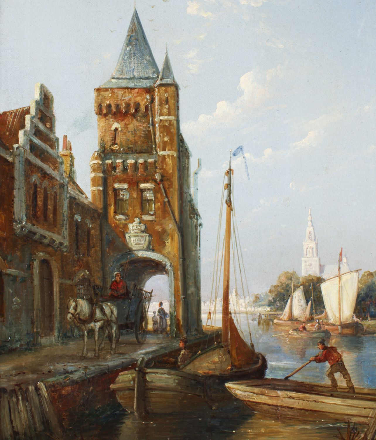 Antique Waterscape Oil Painting By William Dommersen 19th C photo for sale