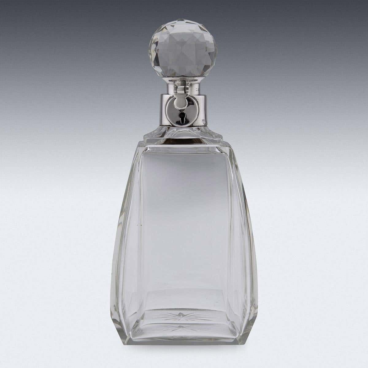 20th Century English Solid Silver & Glass Spirit Decanter, Mappin & Webb, C.1929 photo furniture