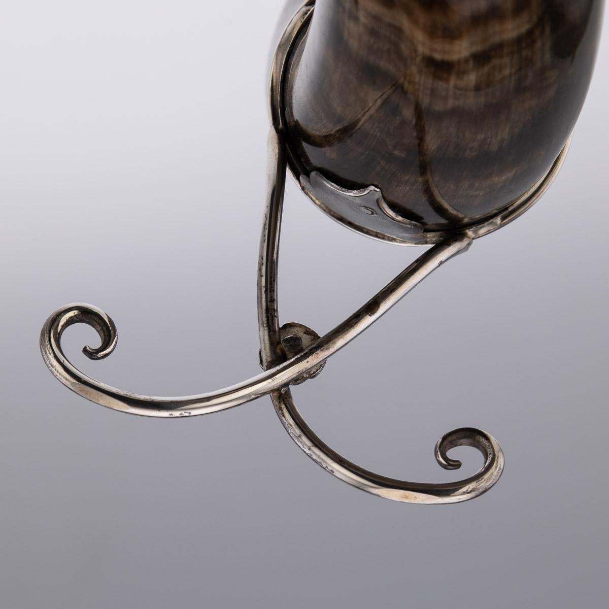 photo vinterior 19th Century Scottish Horn, Banded Agate & Solid Silver Table Snuff Mull, C.1870