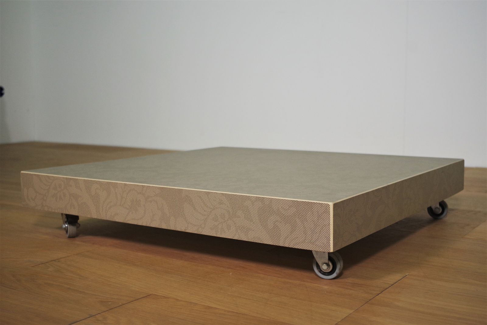 Low Coffee Table In Ceramic Glass Of Artisan Design With Wheels Of The 2000s photo Furniture