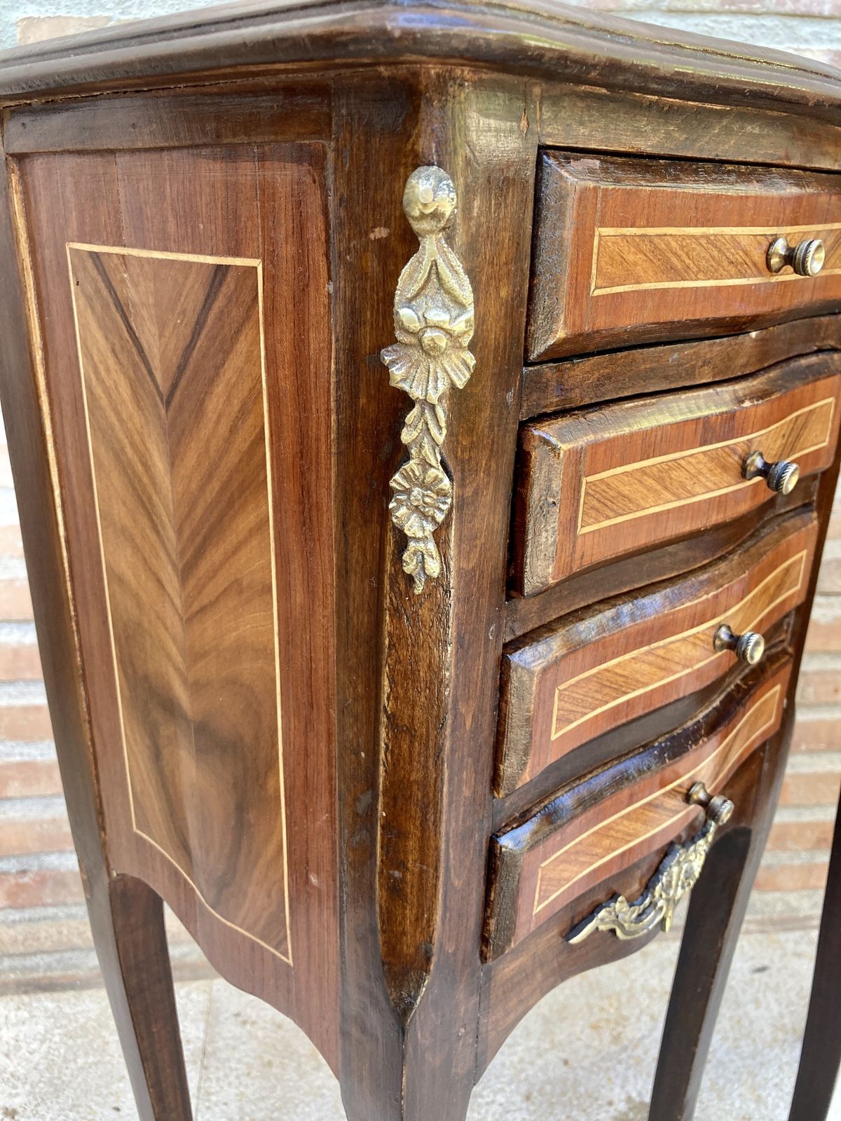 Pair Of French Louis XV Style Tulipwood Veneer Bedside Tables Or Nightstands photo furniture