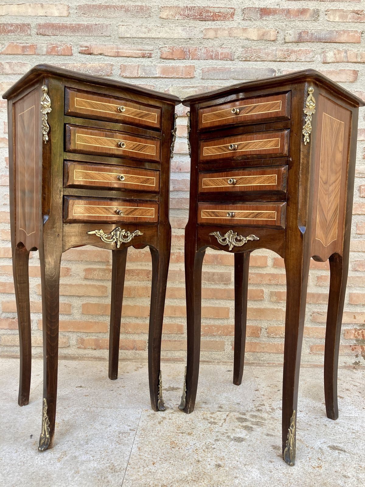 Pair Of French Louis XV Style Tulipwood Veneer Bedside Tables Or Nightstands photo 2870.0