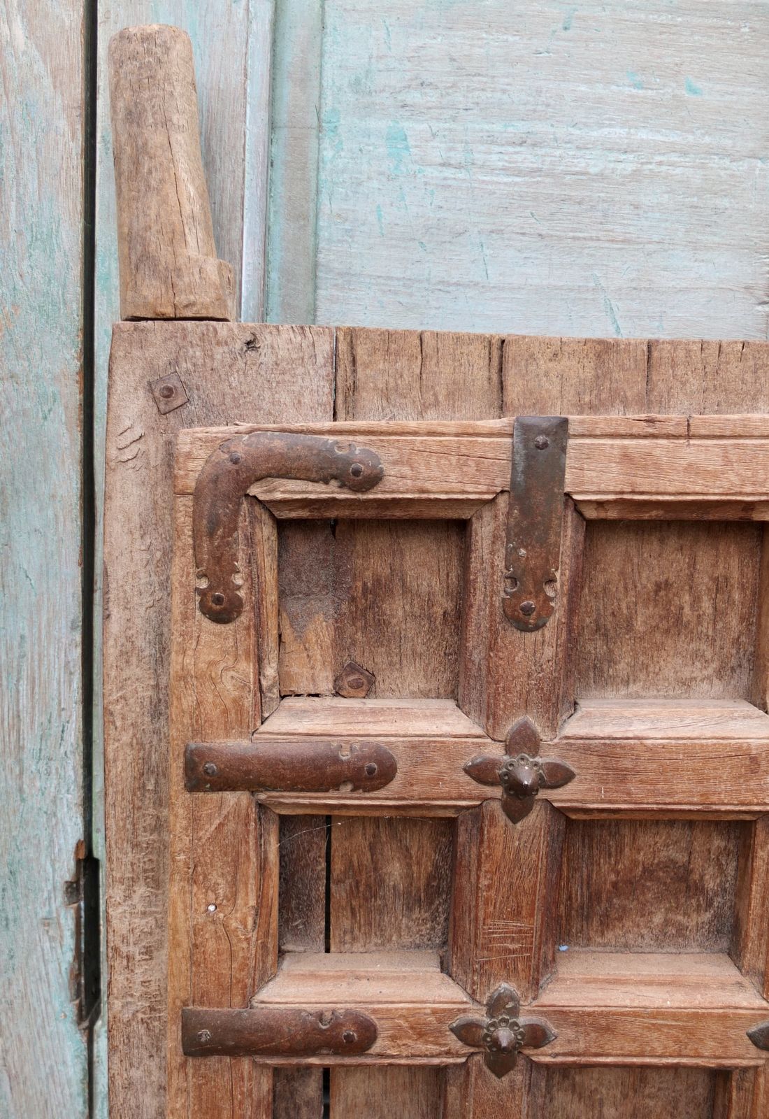 A Stunning Pair Of Large Antique Indian Studded Panelled Wooden Doors photo Art