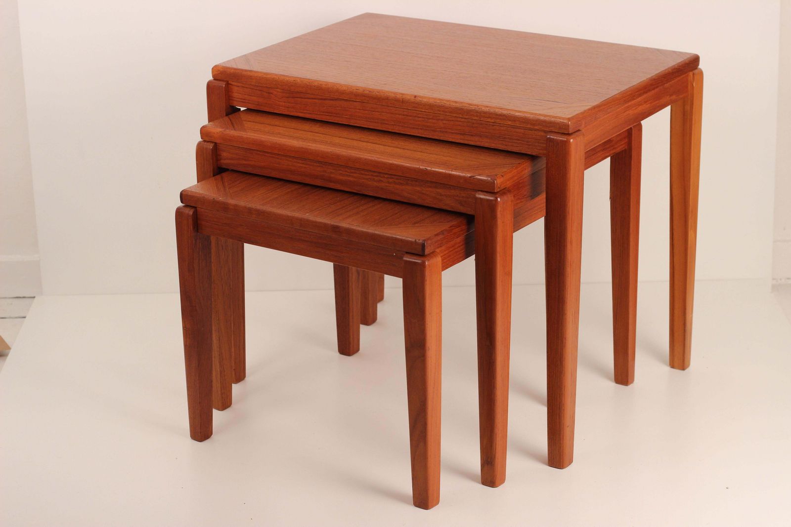 Scandinavian Modern Danish Teak Nest Of 3 Tables By Mobelfabrikken Toften 1960’s photo furniture