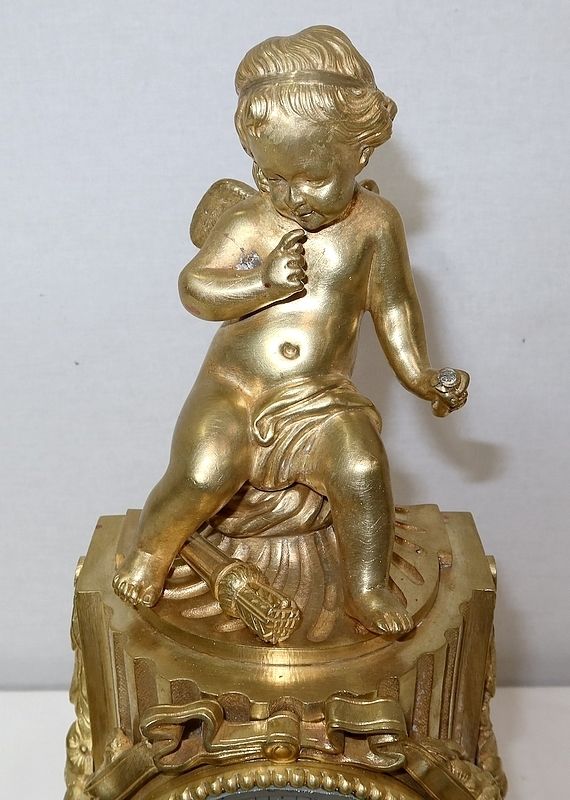 Gilt Bronze Clock, Louis XVI Style, Napoleon III Period, Mid 19th Century photo 3440.2