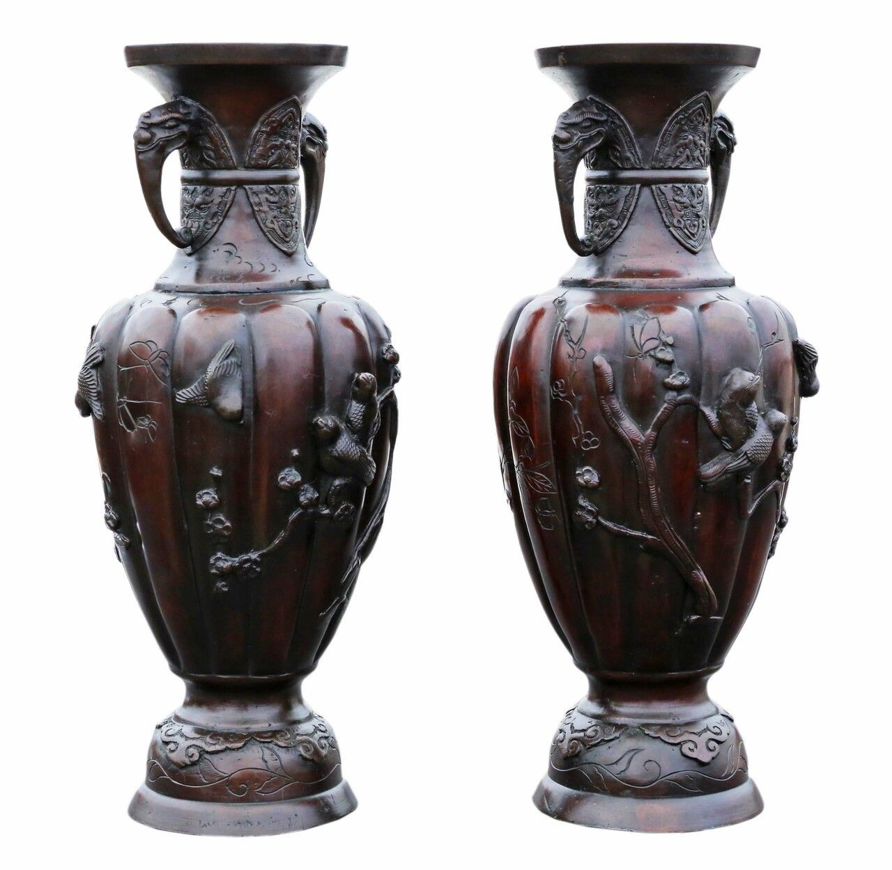 Very Large Pair Of Fine Quality Japanese Bronze Vases C1900 Meiji Period photo furniture