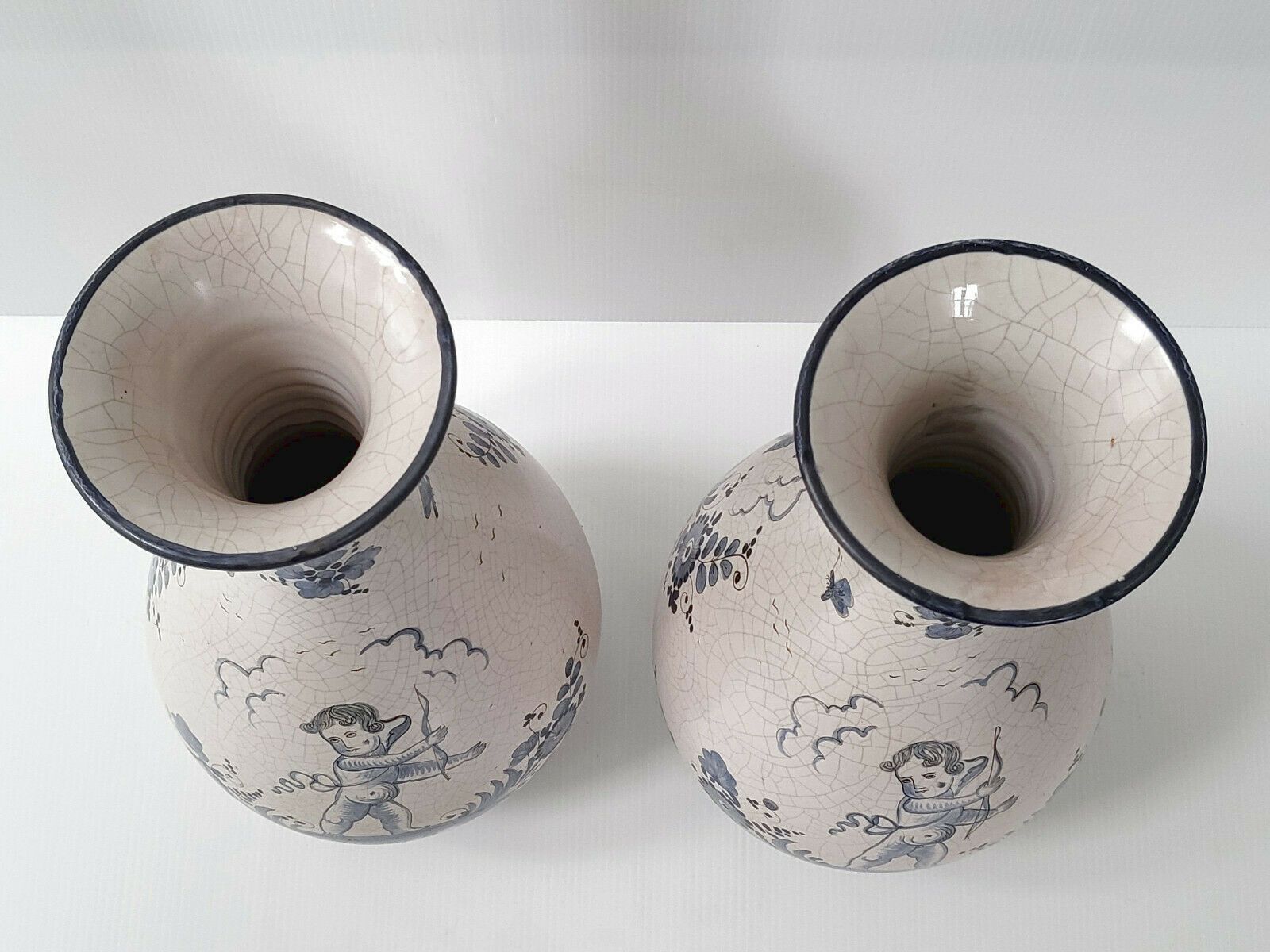 Paire De Vases Italiens Vintage 1950 Ceramique Maioliche Deruta 50s 1950s photo Home Decor