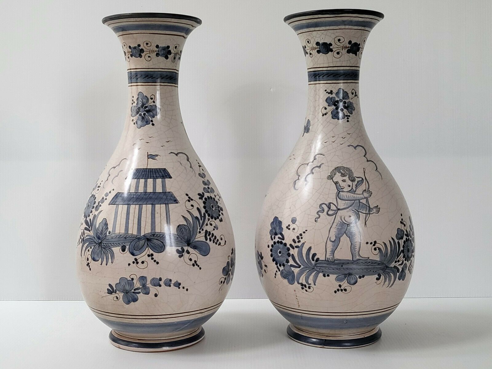 Paire De Vases Italiens Vintage 1950 Ceramique Maioliche Deruta 50s 1950s photo vintage