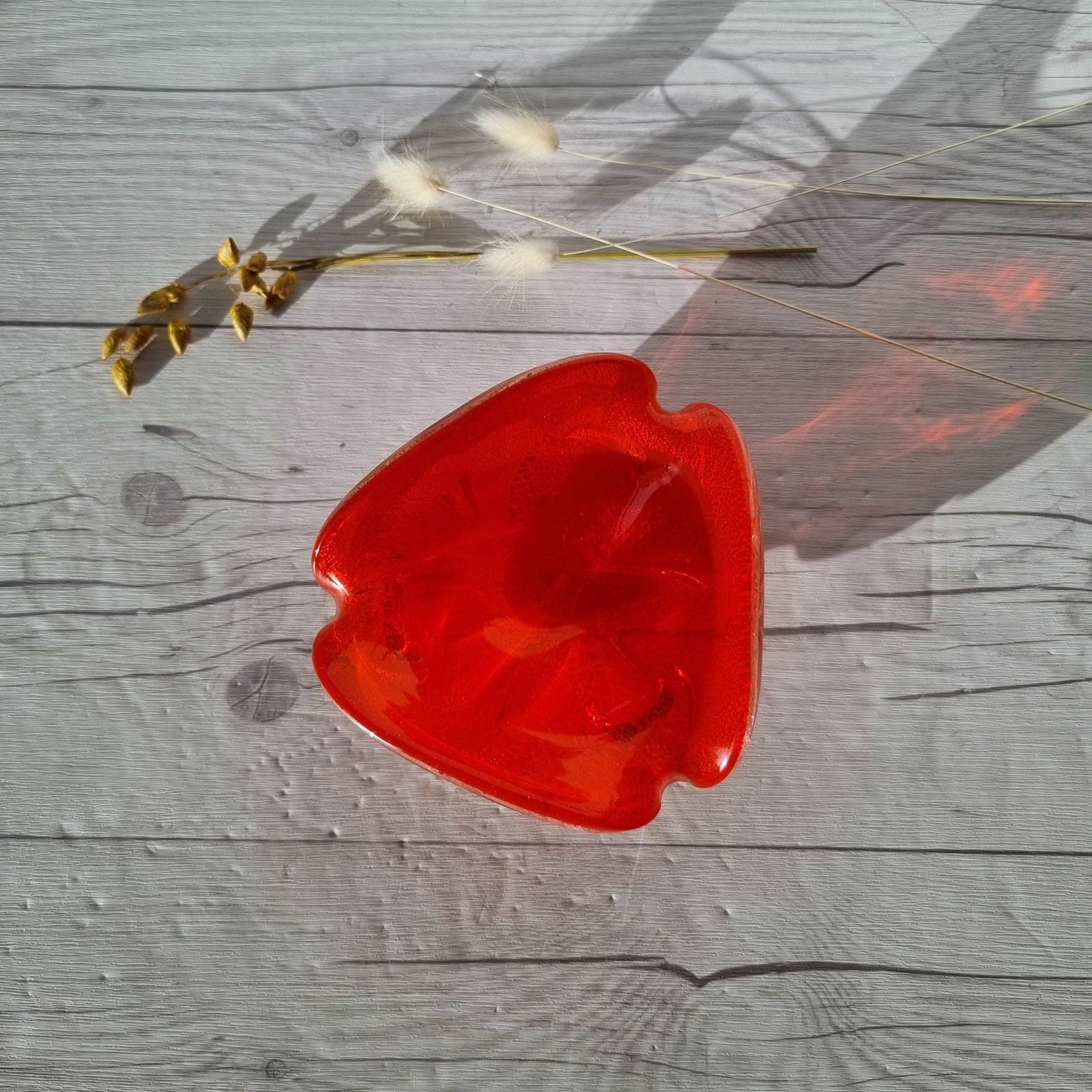 Home Decor Murano Vetro Artistico Veneziano Candy Apple And Silver Avventurine Cased Sculptural Dish, 1960s 70s photo