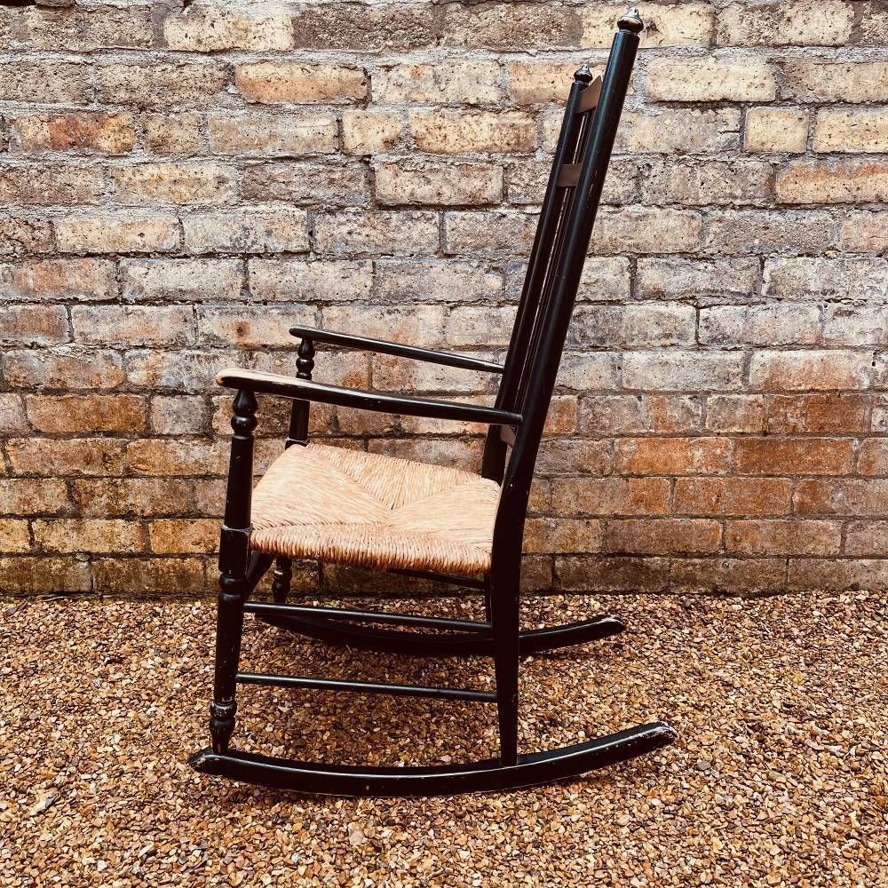 Ebonised William Morris Sussex Style Rocking Chair photo Furniture