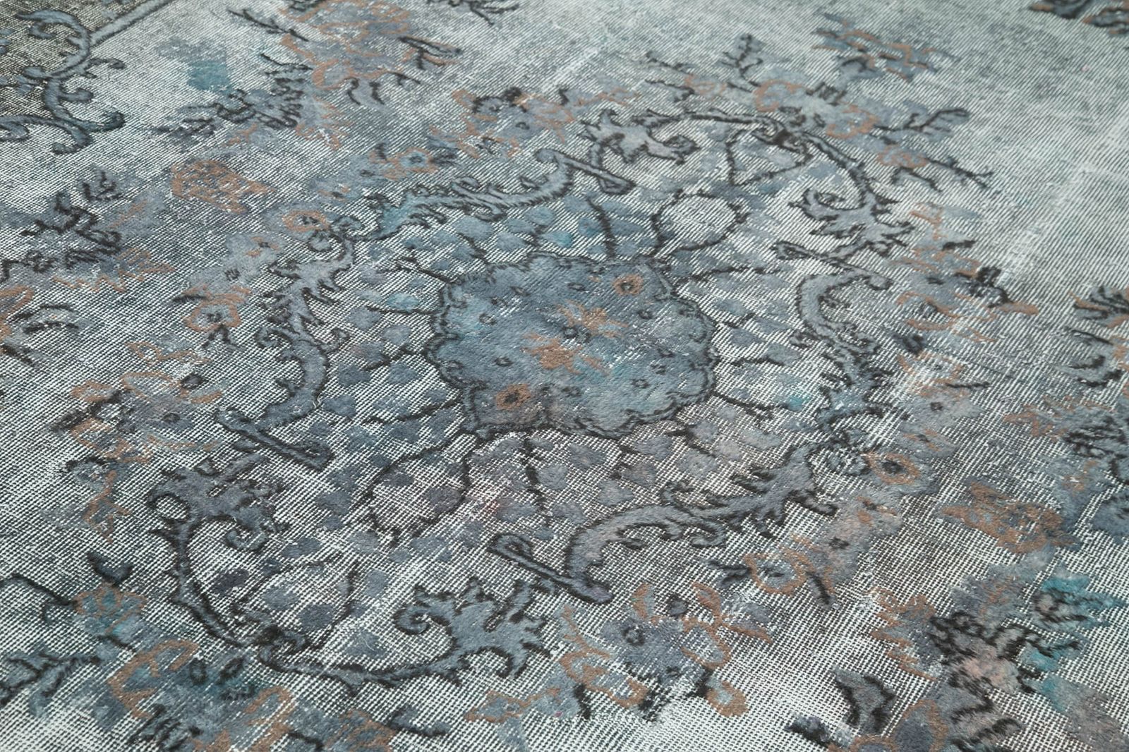 Tapis turc fait main en laine, à poils hauts et bas, 200 cm x 320 cm, années 1980, coloris gris photo 800.0