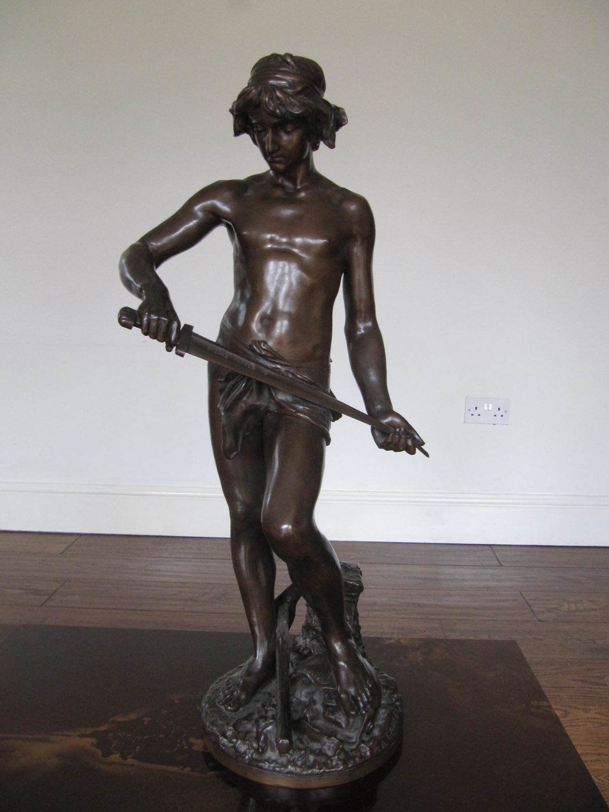 Large 19th C Bronze Figure   Adrien Etienne Gaudez (1845 1902) Impressive Bronze Sculpture Of A Gladiator photo furniture
