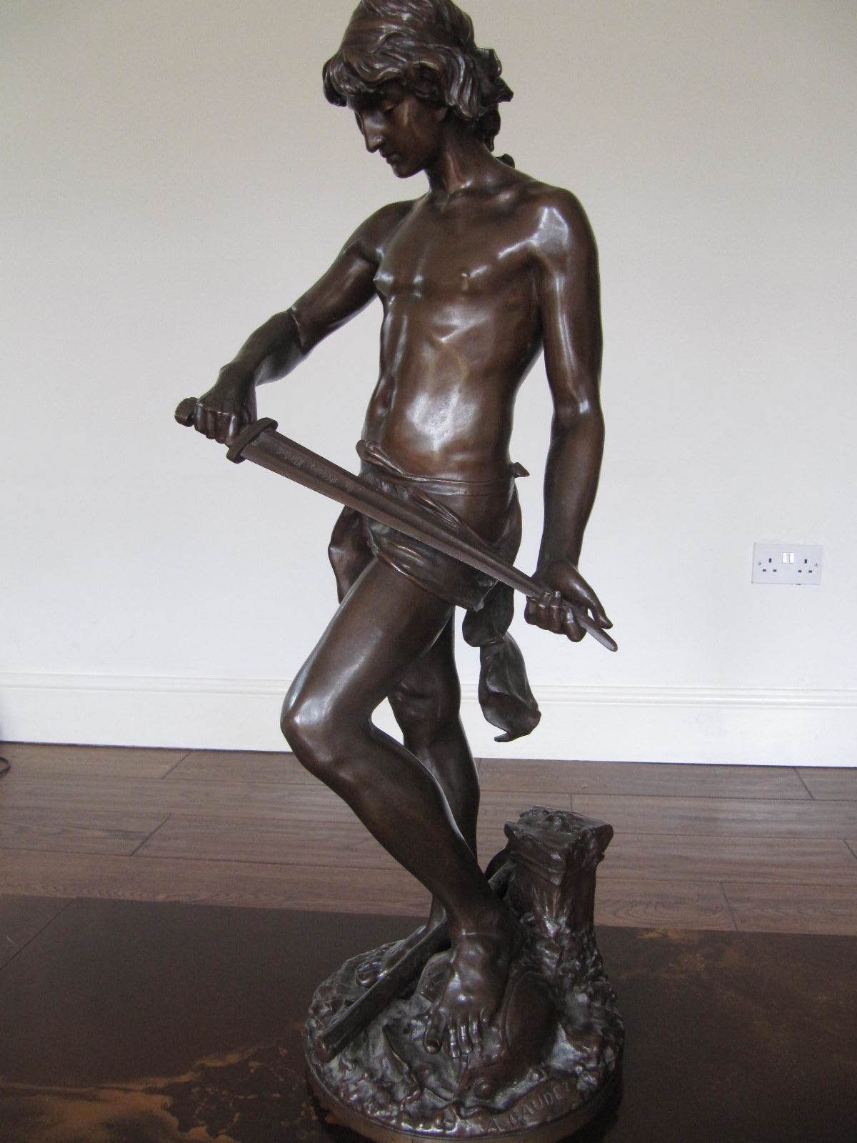 Large 19th C Bronze Figure   Adrien Etienne Gaudez (1845 1902) Impressive Bronze Sculpture Of A Gladiator photo buy