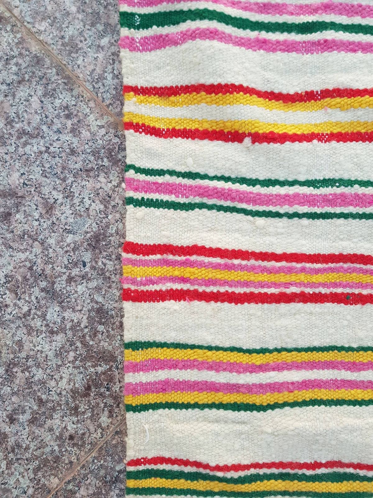 Xxl Handmade Striped Vintage Berber Area Rug    Algerian Ethnic Bohemian Carpet 422 X 187cm photo for sale