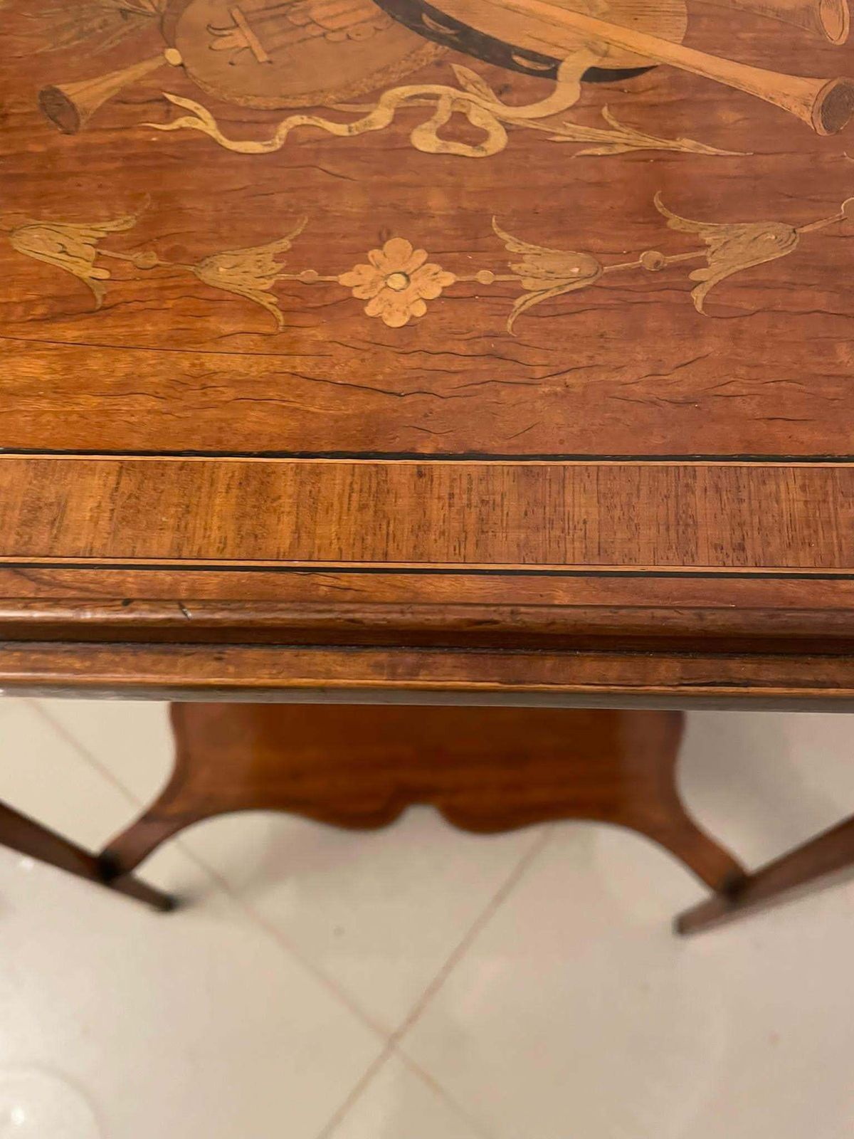 photo for sale Fine Quality Antique Edwardian Satinwood Inlaid Lamp Table