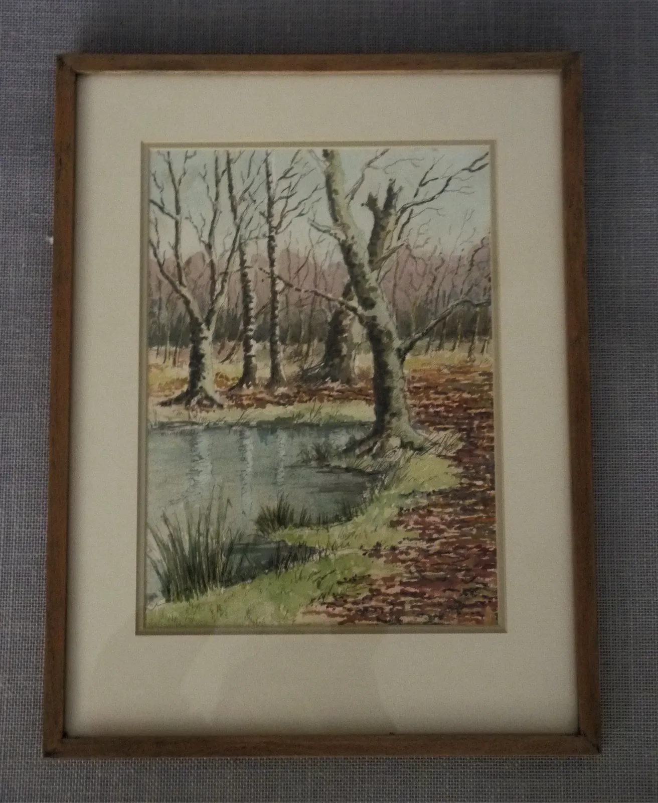 Signed Watercolour Of A Winter Landscape photo furniture