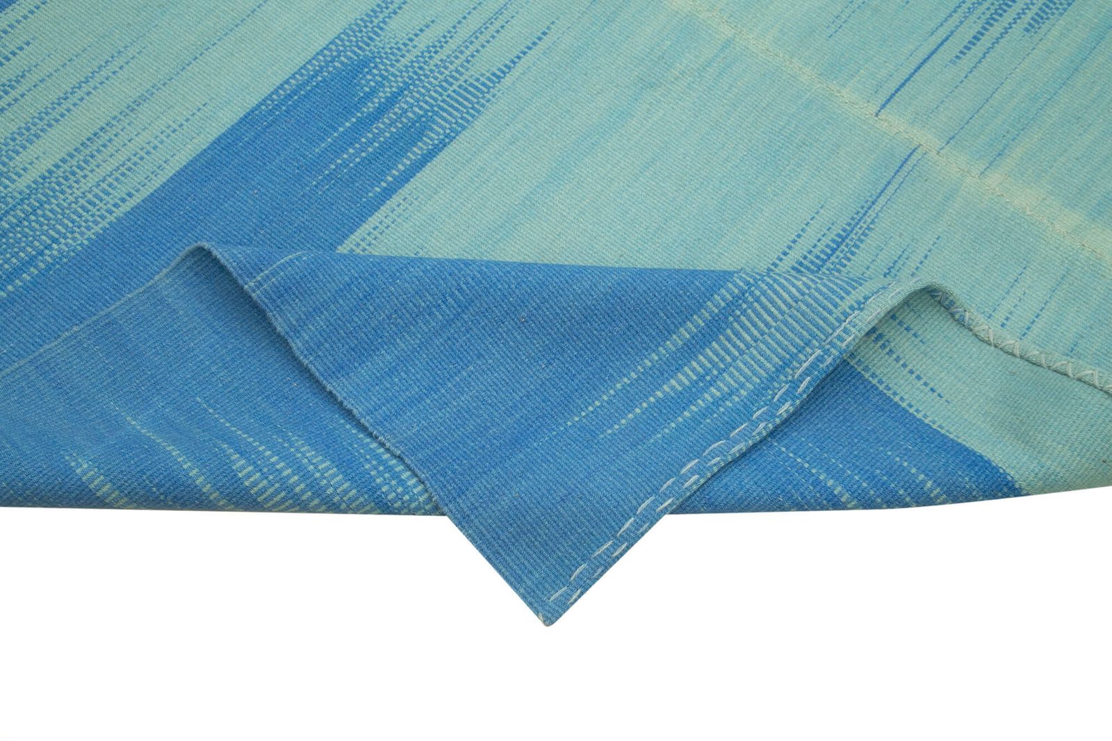 Turkish Handmade 2000s 208 Cm X 266 Cm Blue Modern Design Kilim Rug photo vinterior