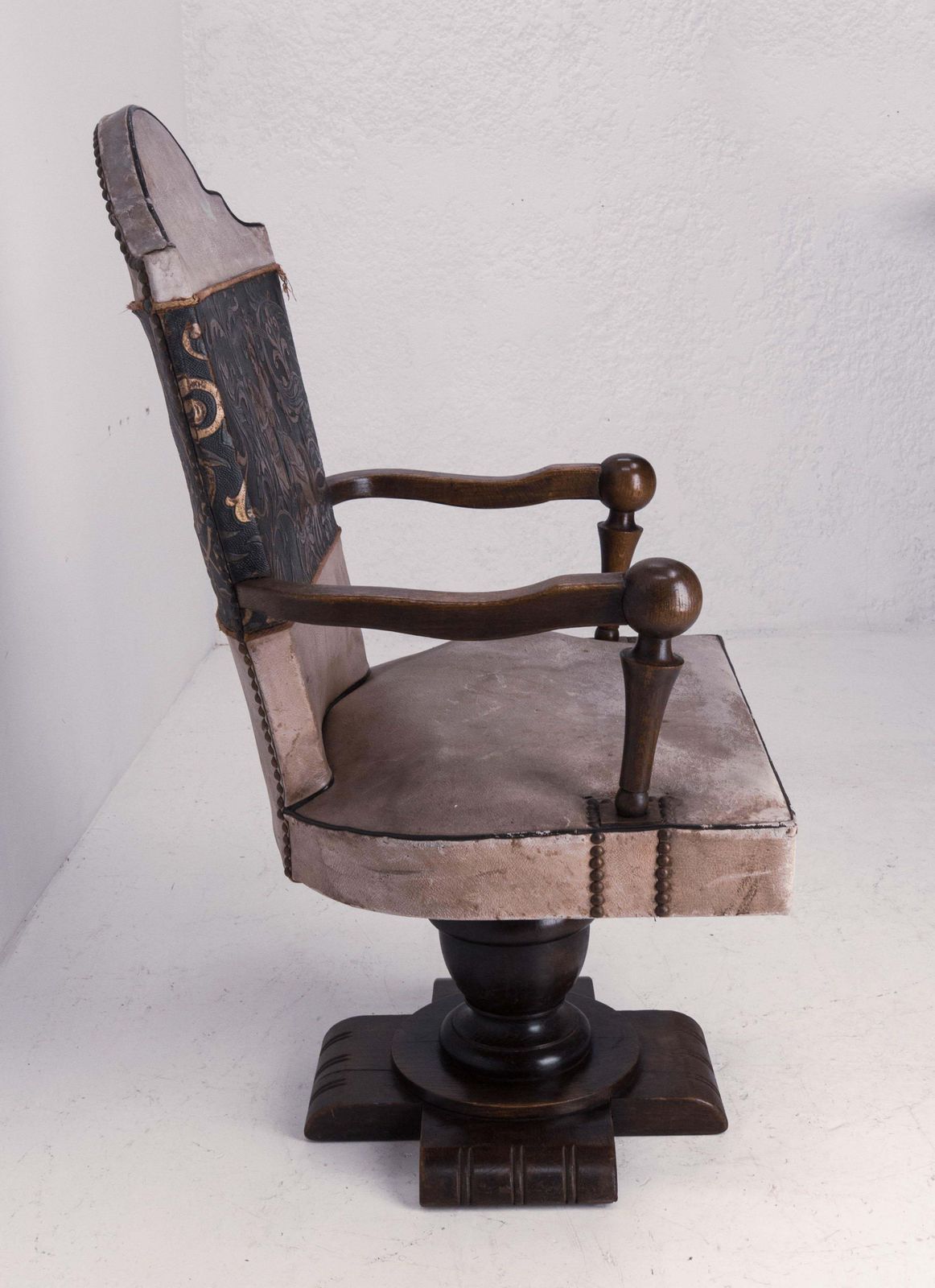 Spanish Mid Century Swivel Armchair Desk Chair Circa 1940 photo vinterior
