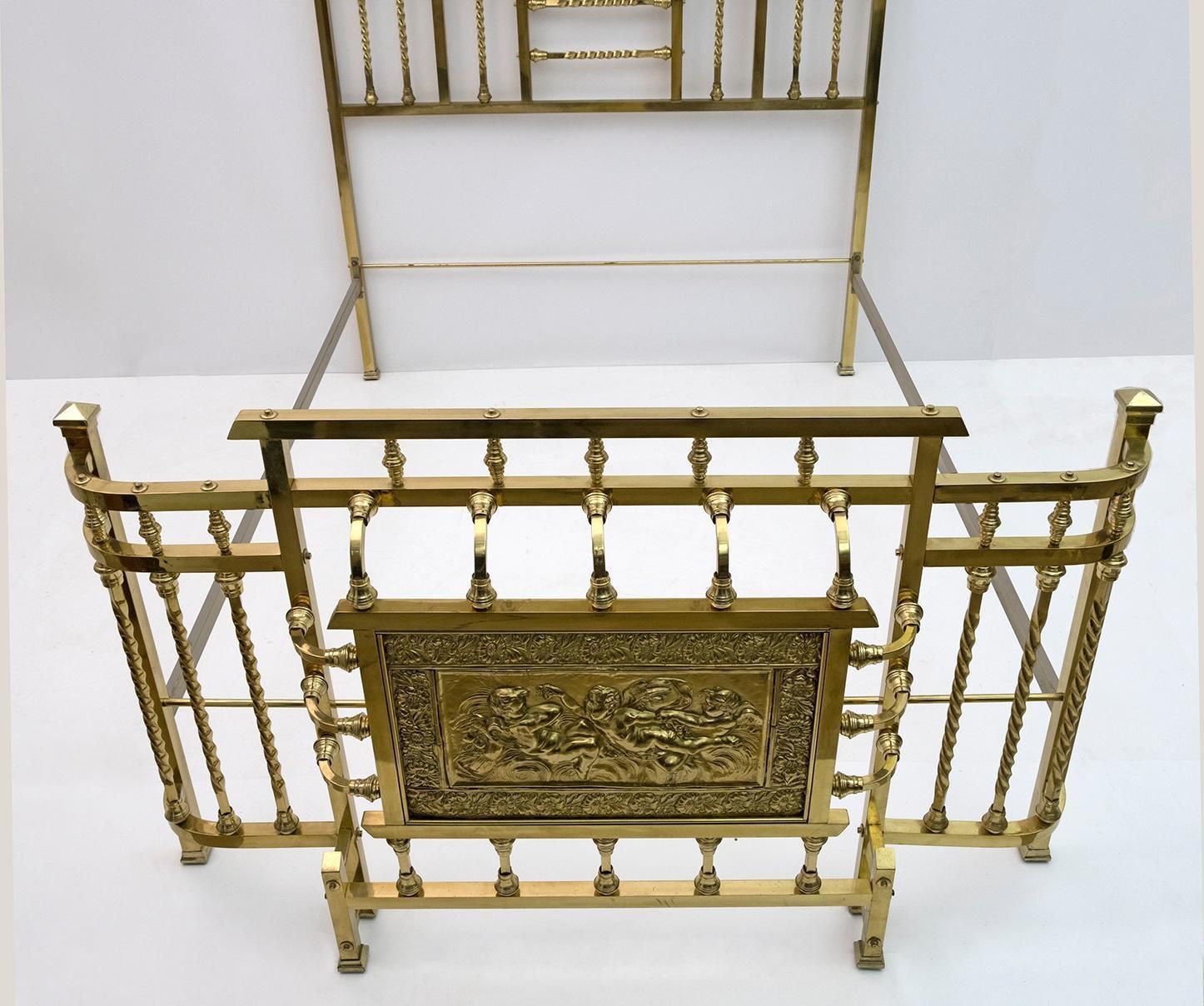 Art Nouveau Italian Brass Double Bed Early 1900s photo furniture