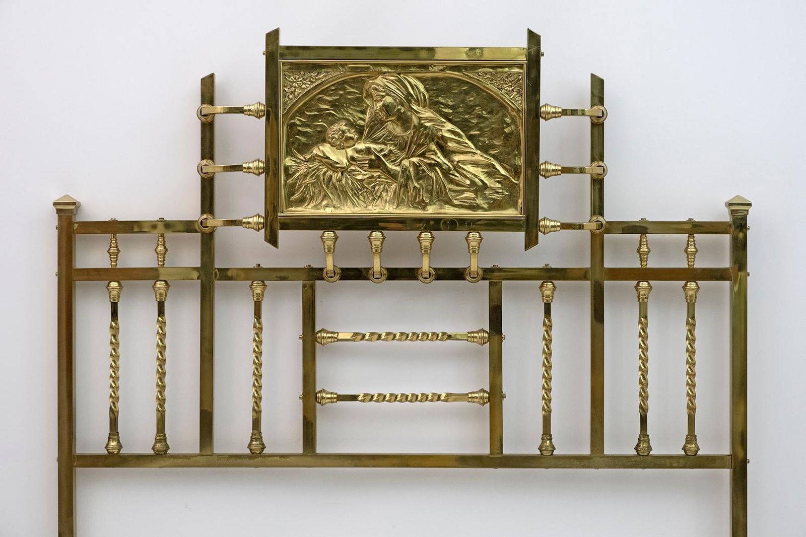 Art Nouveau Italian Brass Double Bed Early 1900s photo for sale