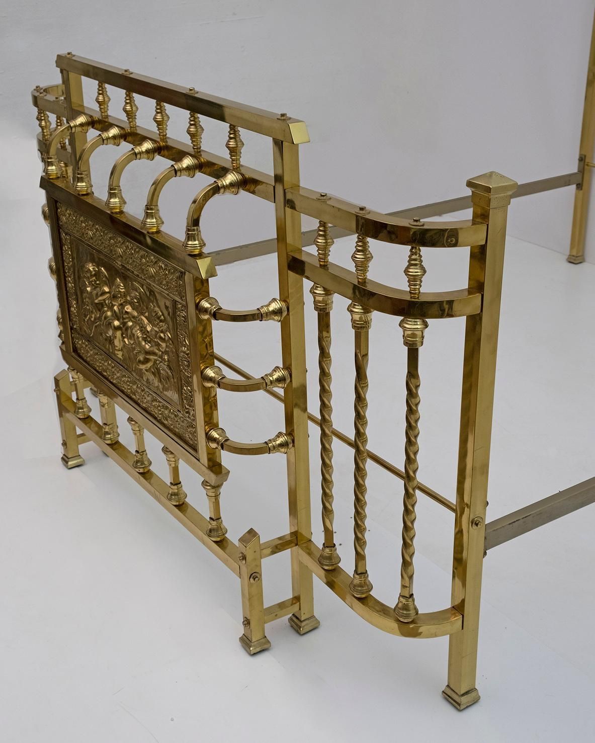 Art Nouveau Italian Brass Double Bed Early 1900s photo vinterior