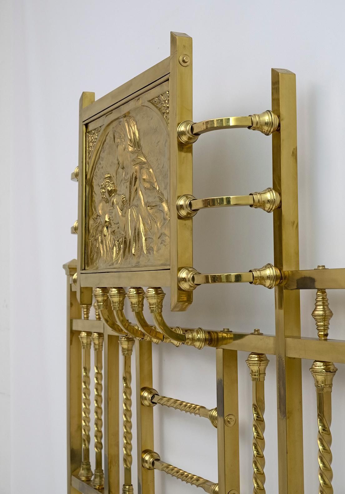 Art Nouveau Italian Brass Double Bed Early 1900s photo buy