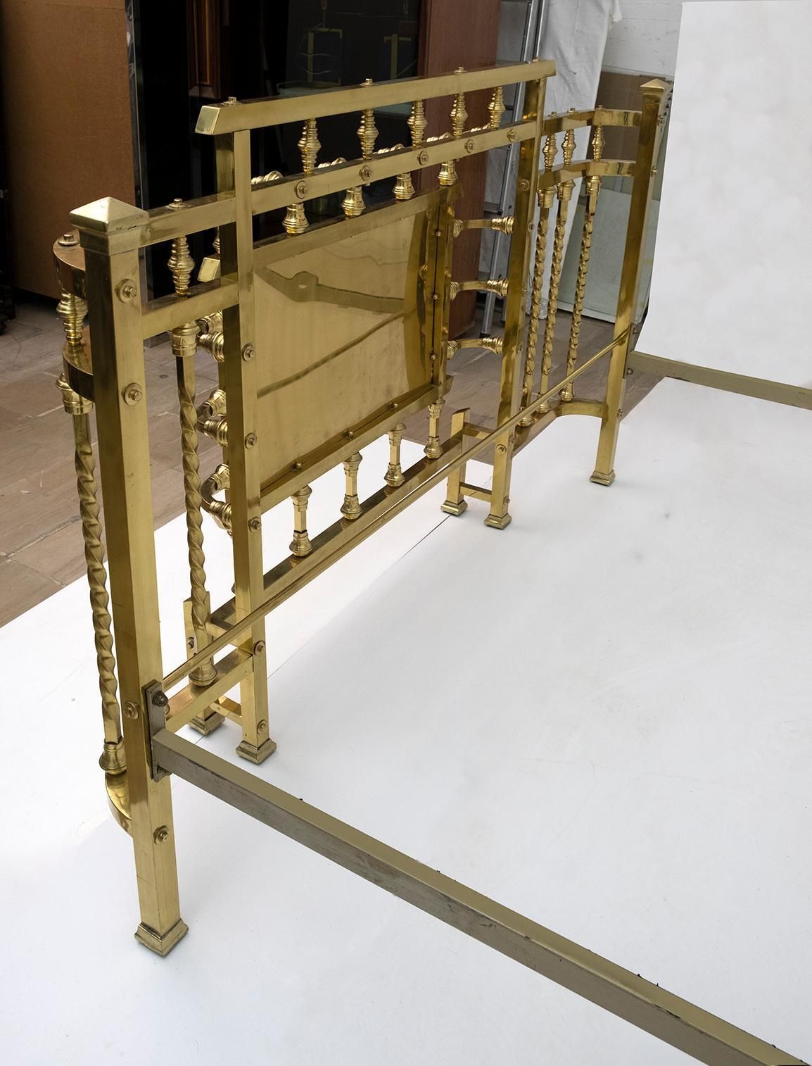 photo furniture Art Nouveau Italian Brass Double Bed Early 1900s
