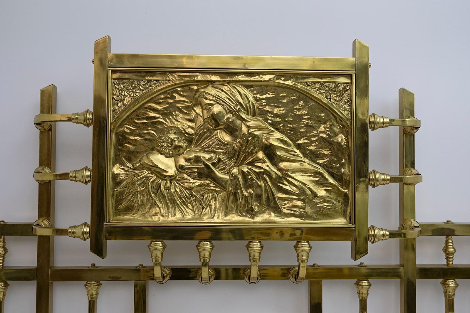 photo buy Art Nouveau Italian Brass Double Bed Early 1900s