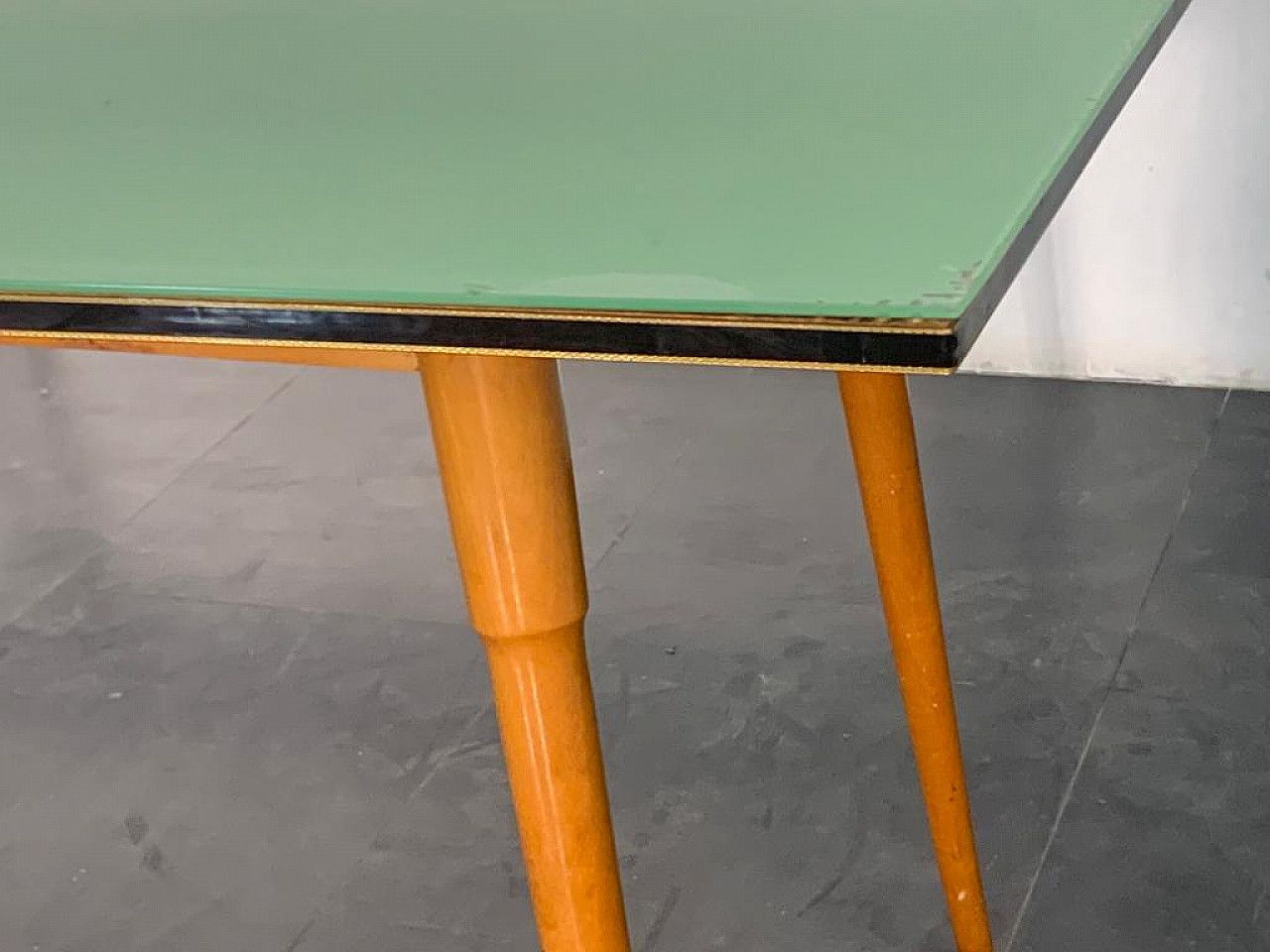 Table In Black Profiled Beechwood With Brass Edges, 1950s photo 626.08