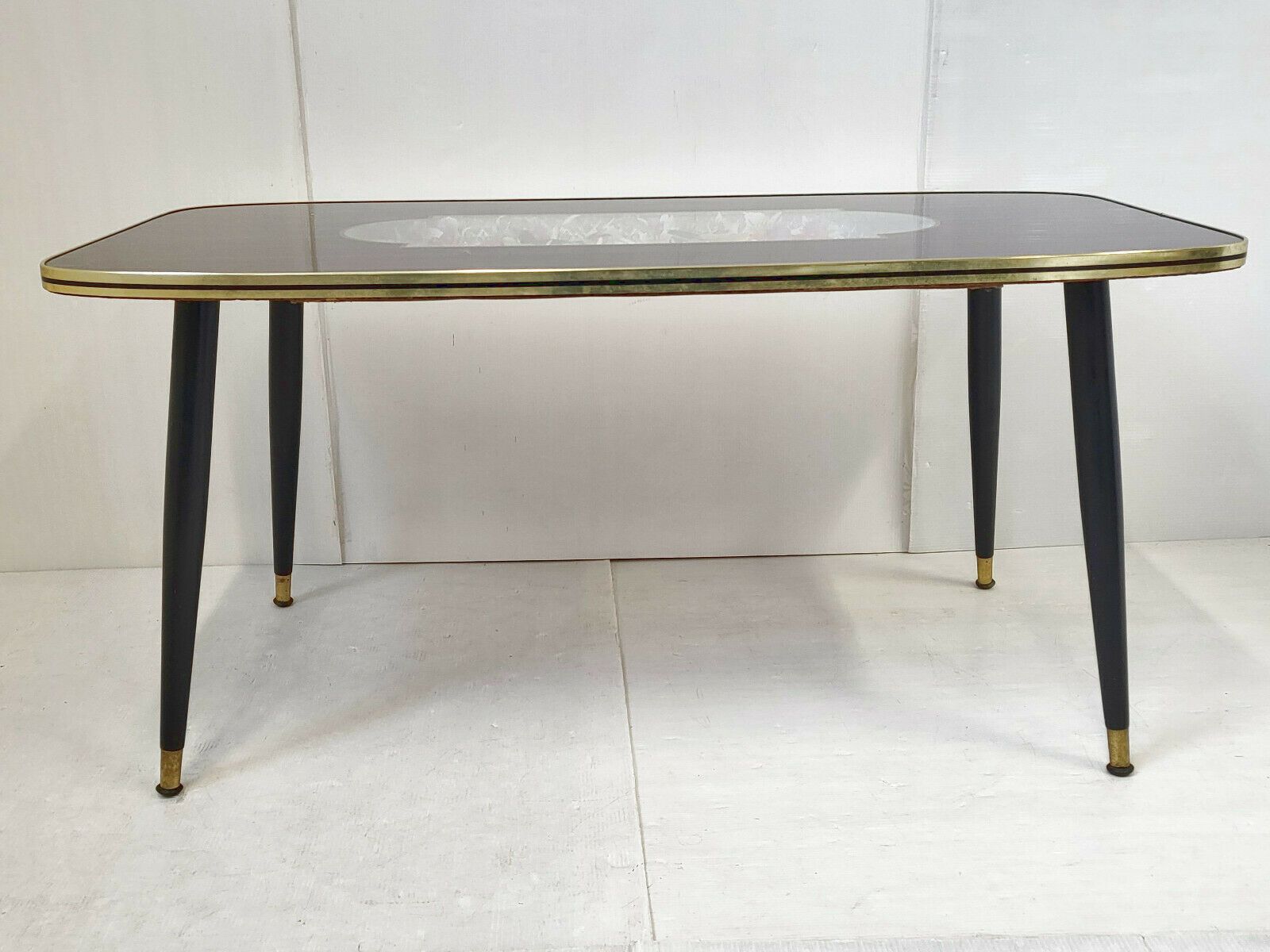 Table Basse Aux Oiseaux 1960 Vintage En Bois Verre & Formica 60s 1960s Annees 60 photo vintage