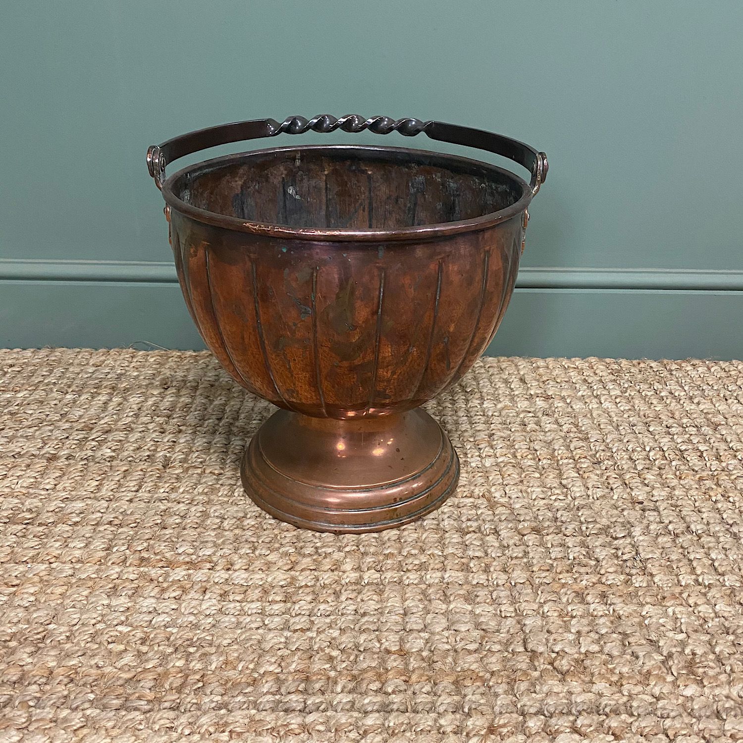 Unusual Arts & Crafts Copper Antique Coal Bucket photo furniture