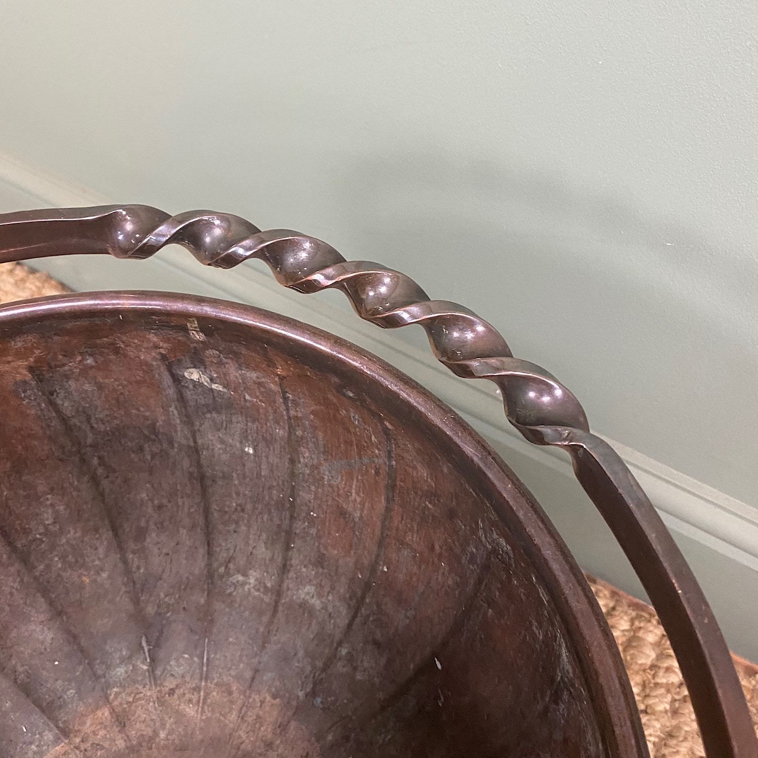 Unusual Arts & Crafts Copper Antique Coal Bucket photo for sale