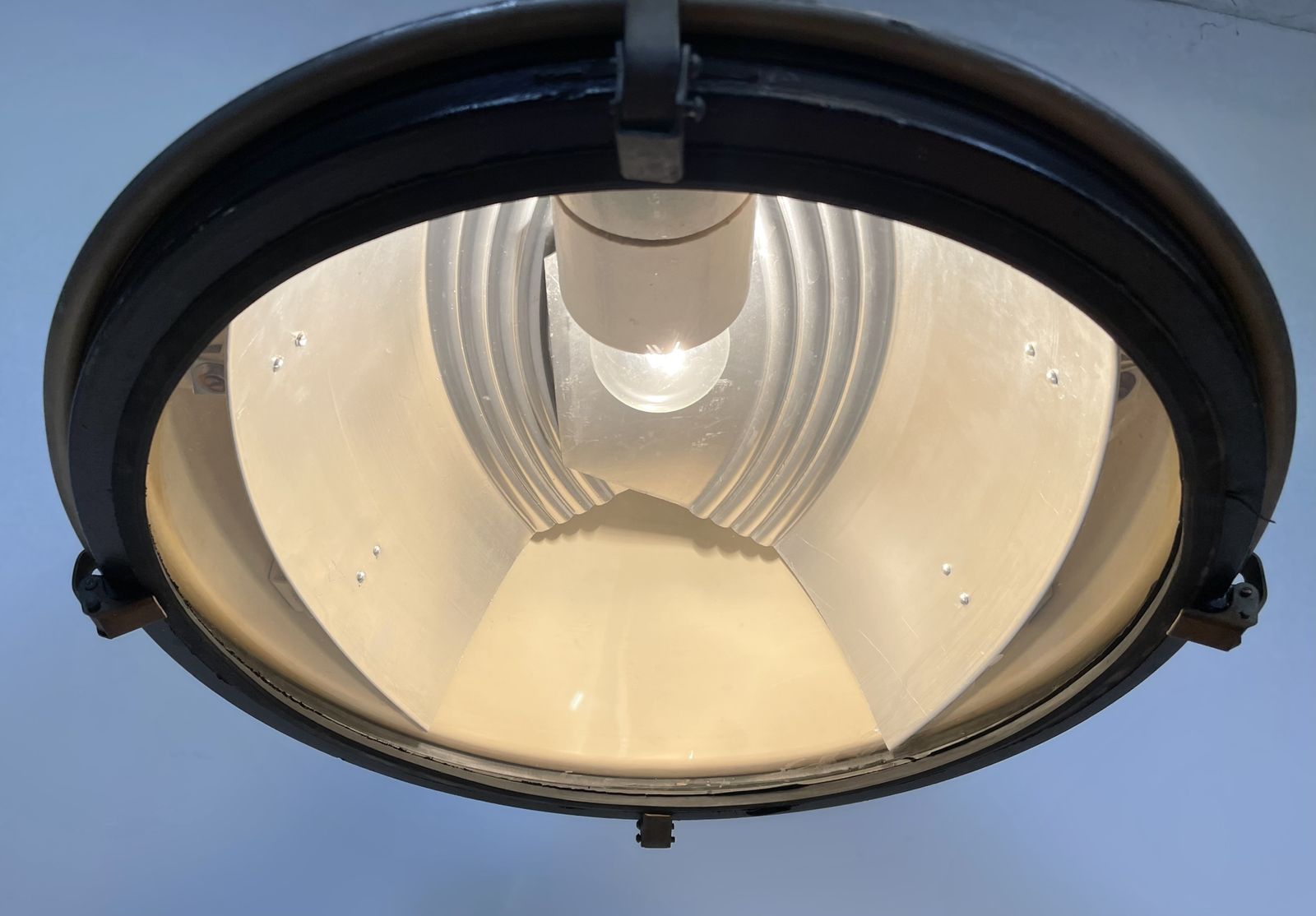 169.0 Grey Industrial Pendant Lamp With Clear Glass Cover, 1970s, 4x photo