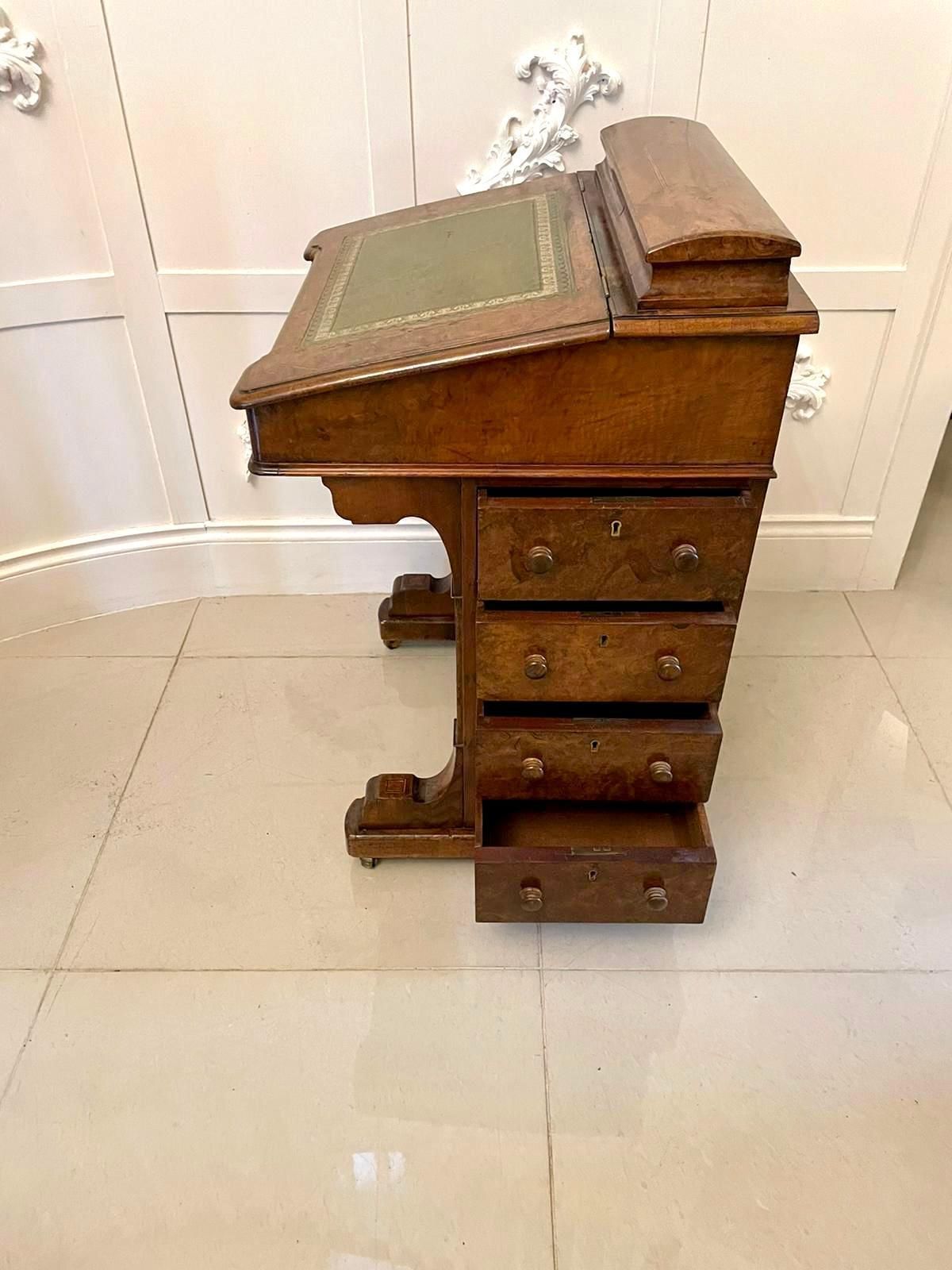 Antique Victorian Quality Burr Walnut Inlaid Freestanding Davenport photo 2125.0
