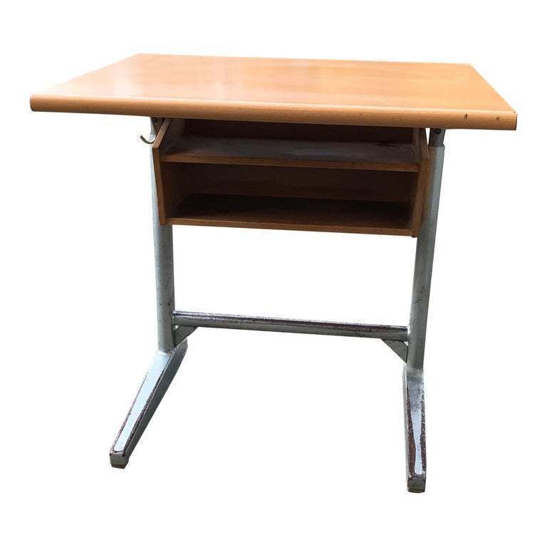 Embru Original 1960s Swiss Made School Bench, Desk, Office Table