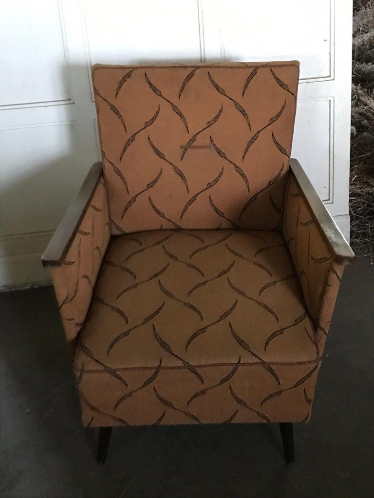 Pair Of Midcentury Original Fabric And Walnut Wood Hungarian Armchairs, 1950 photo Furniture