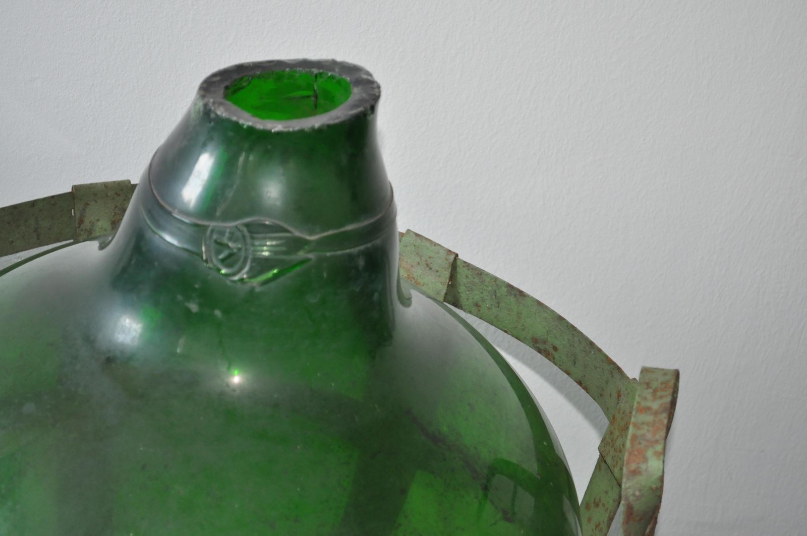 Hand Blown Demijohn In Vintners Metal Basket, 1920 photo 331.0