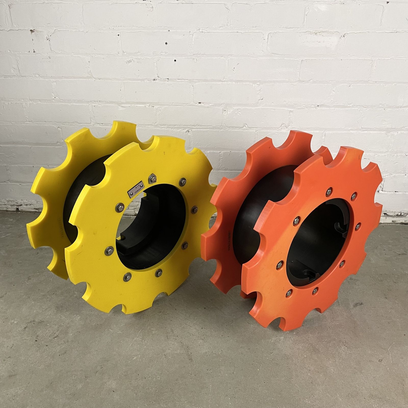 Two Reclaimed Industrial Plastic Machine Cogs photo 245.0