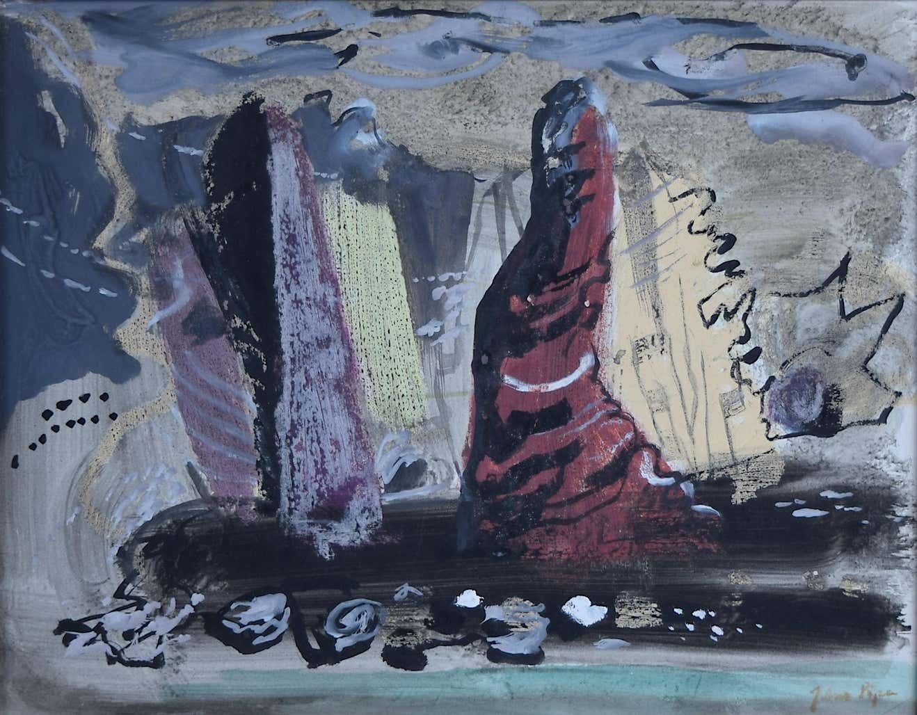 John Piper John Piper Bullslaughter Bay C. 1955 Pembrokeshire Abstract Watercolour Painting