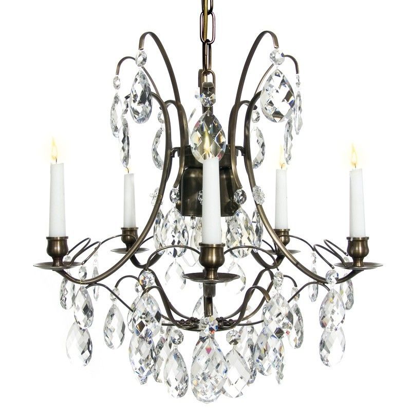 Classic Baroque 5 Arm Chandelier With Crystals   Medium Size