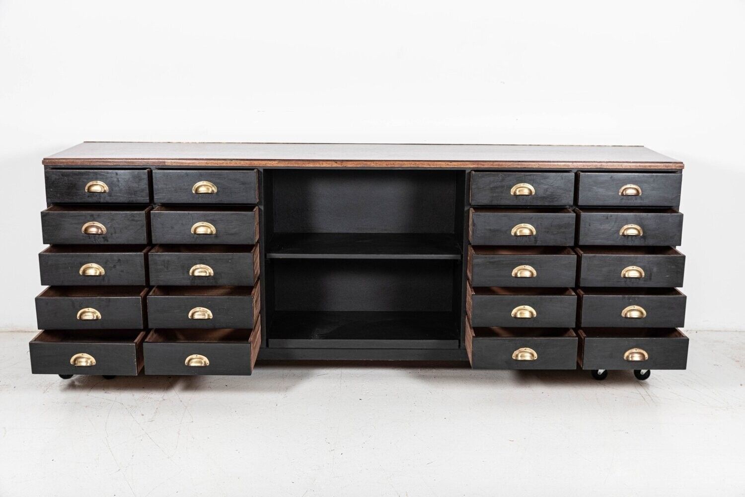 Monumental 19thc English Ebonised Mahogany Glazed Apothecary Shop Counter photo vintage