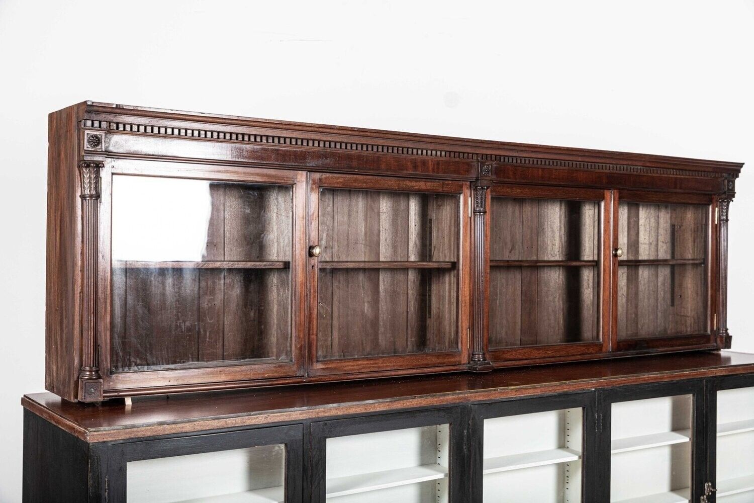photo for sale Large 19thc English Mahogany Glazed Apothecary Wall Cabinet