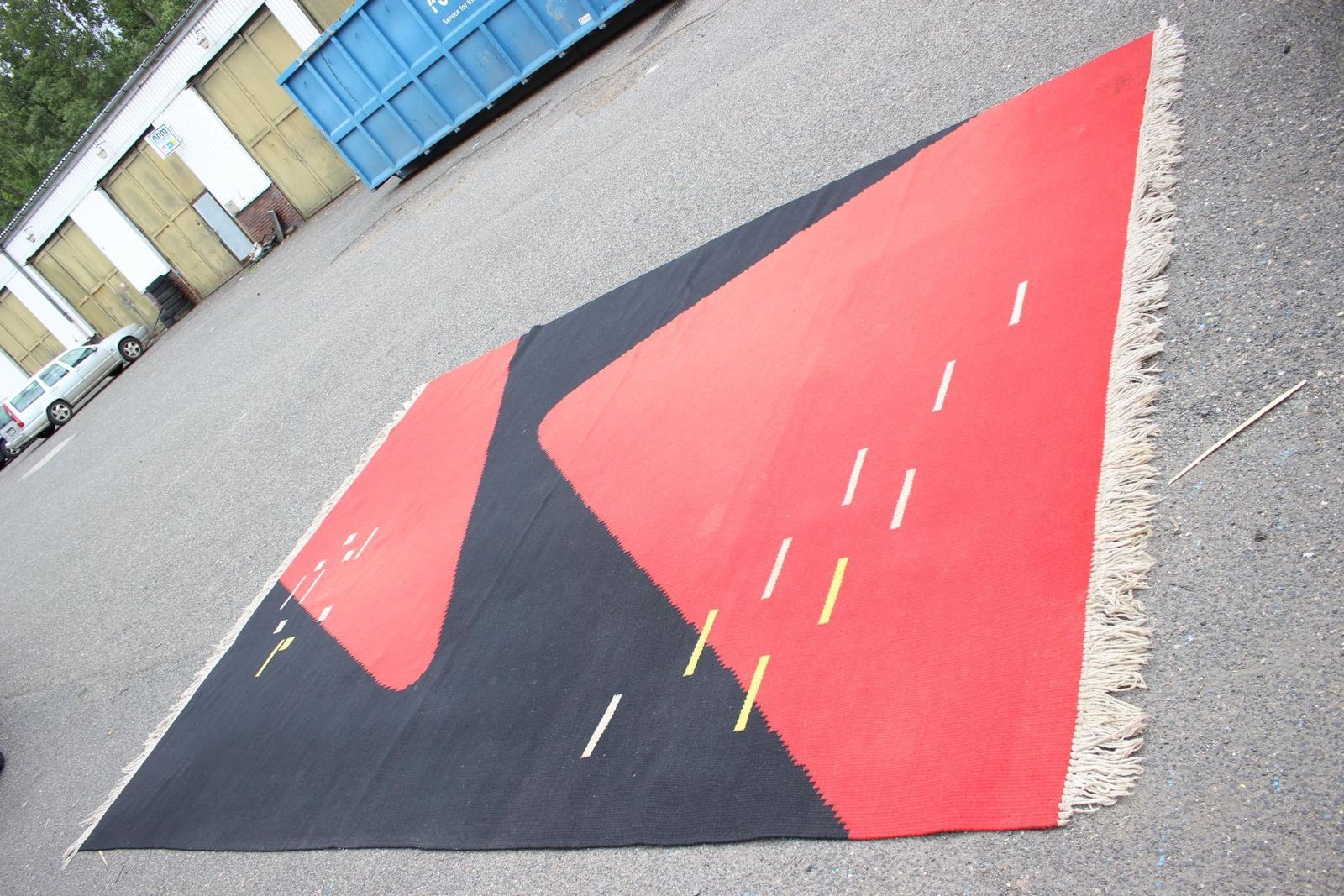 Design Organic Abstract Geometric Carpet Rug In Style Of Antonín Kybal, 1950s photo Textiles
