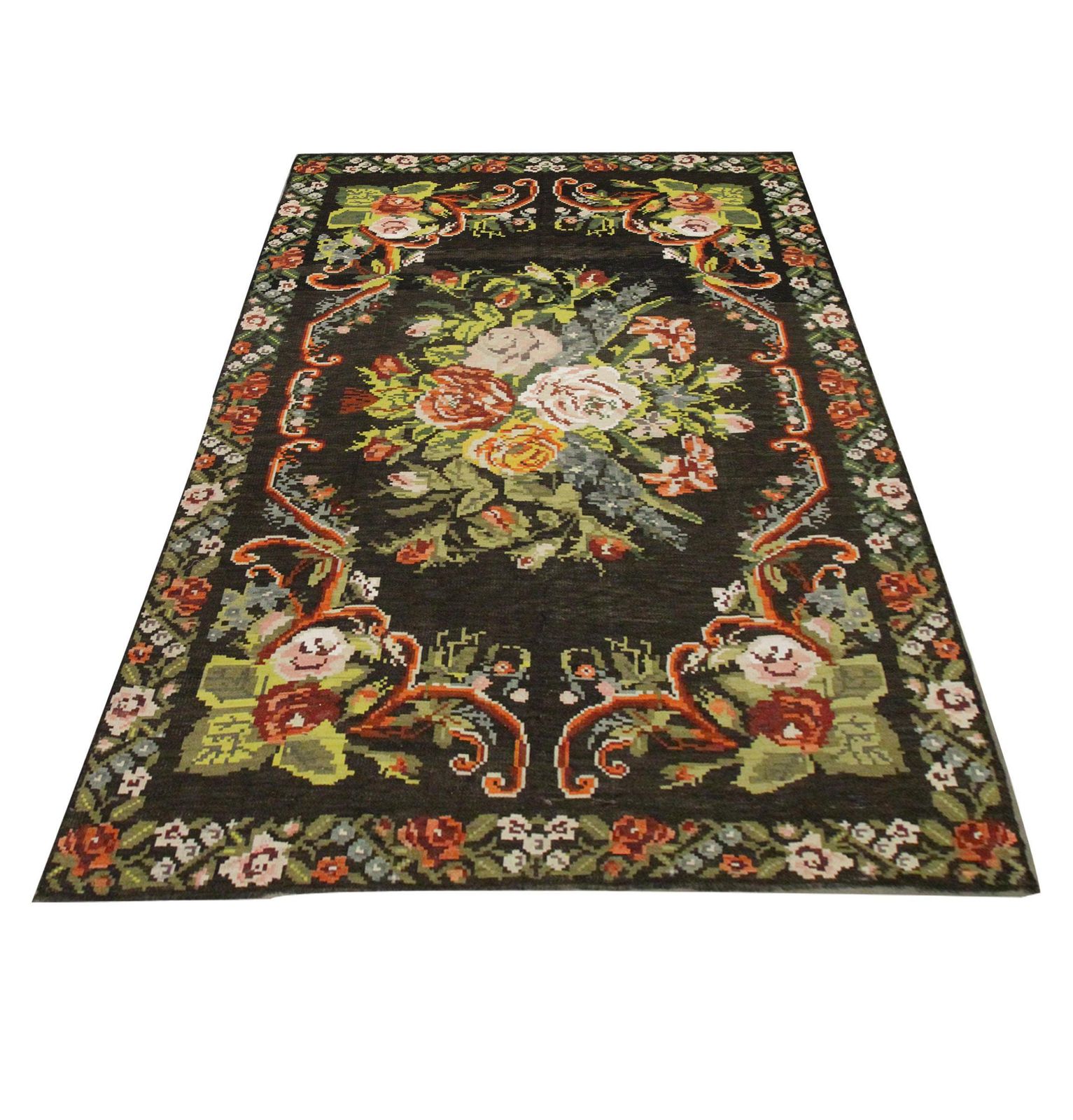 Handmade Kilim Traditional Floral Carpet Livingroom Moldavian Area Rug photo buy