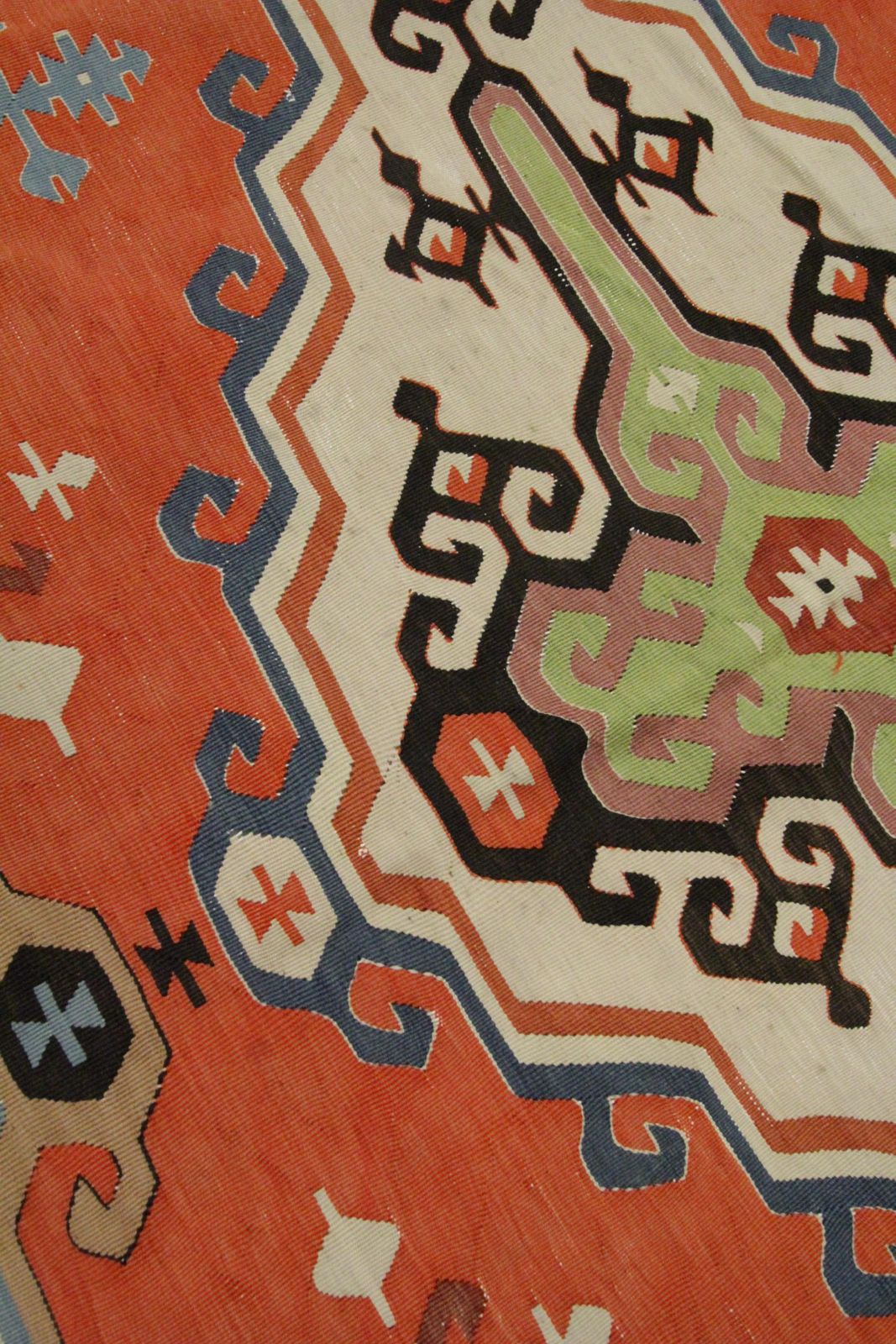 Antique Serbian Kilim Handwoven Geometric Rust Wool Living Room Rug photo vinterior