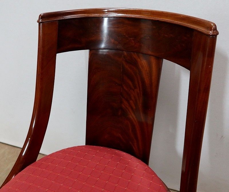 Furniture Four Mahogany Chairs, Restoration Period  1st Part Of The 19th Century photo