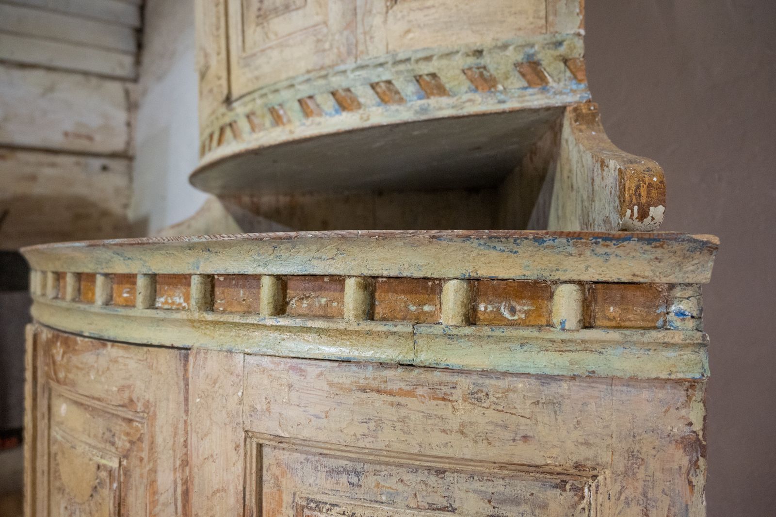 An Exceptional Original Painted 18th Century Antique Swedish Corner Cupboard photo furniture