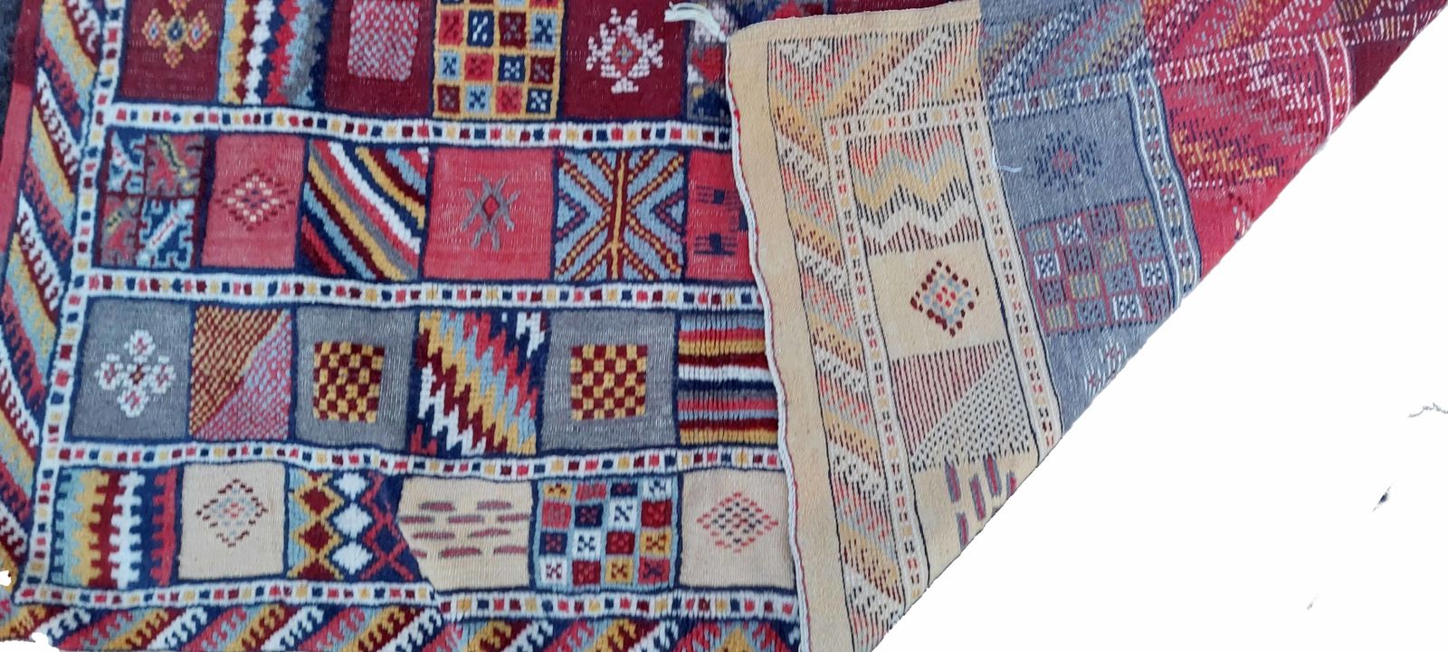 Large Handmade Moroccan Berber Rug. Colourful Berber Camel Wool Carpet/  9.3x5.1 Ft photo vintage