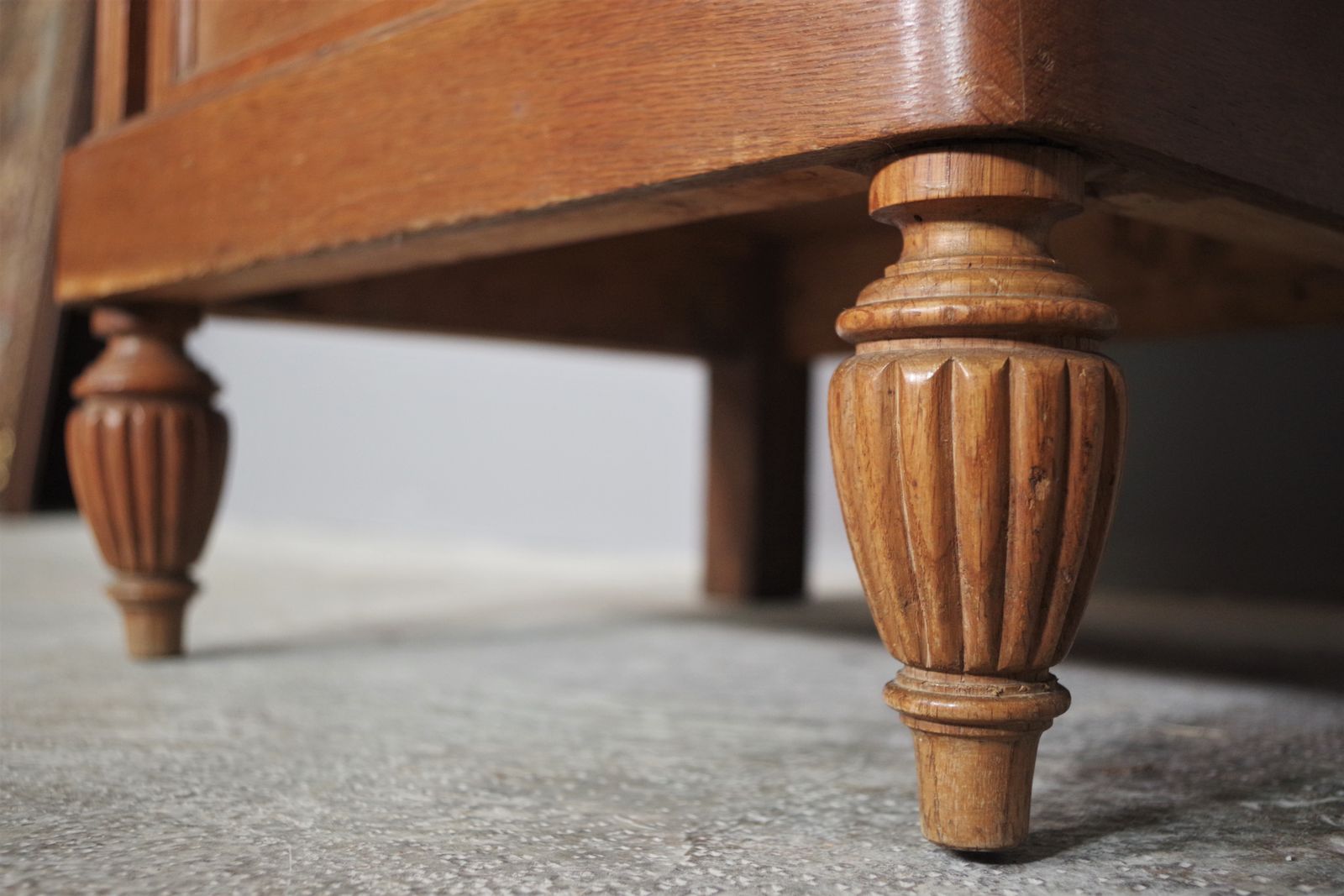 Bedside Table Of The 40s / 50s In Cherry And Beech Wood, With Marble Top And Two Brass Handles. photo for sale